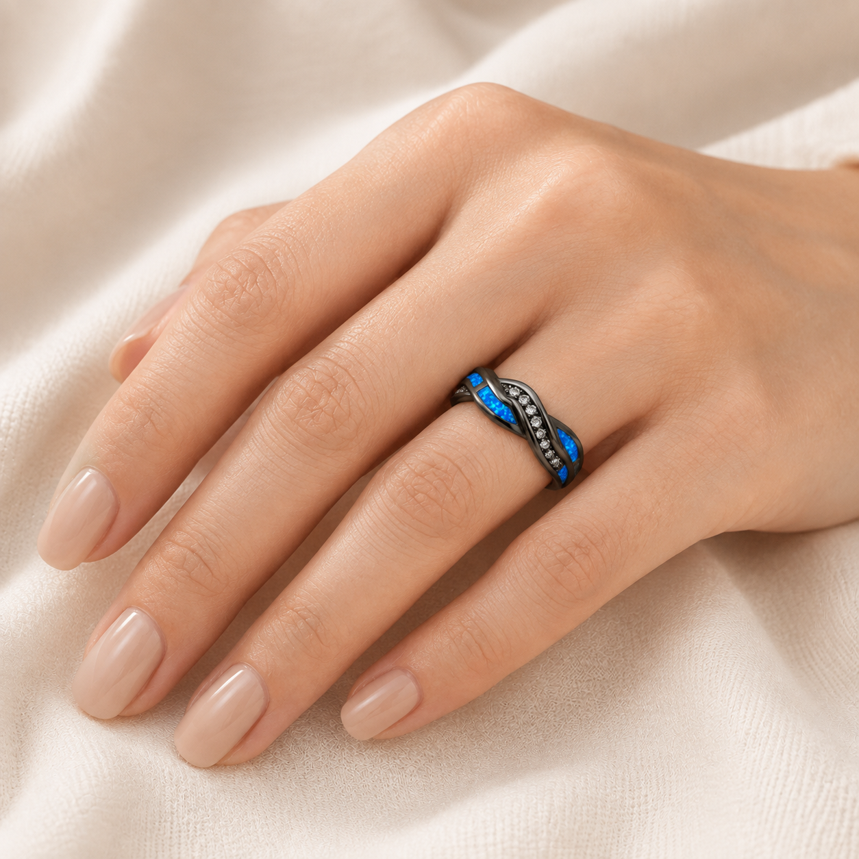 Silver Twisted Inlay Ring