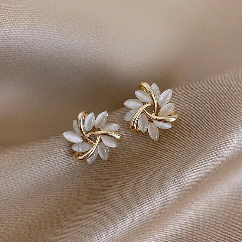 Sienna™ | Elegant Opal Petal Circle Stud Earrings