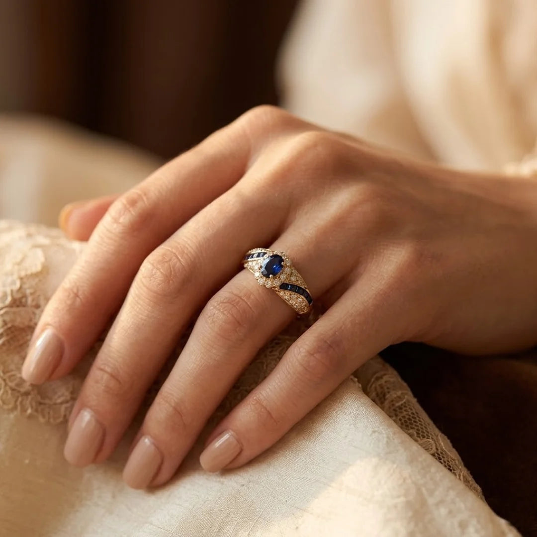 Gold Sapphire Band Ring