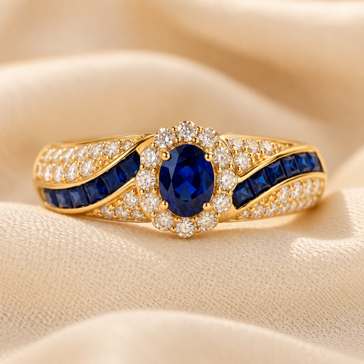Gold Sapphire Band Ring