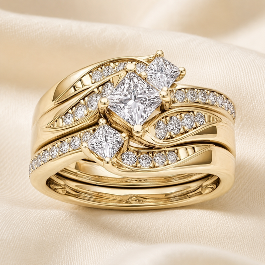 Princess Cut Triple Halo Ring