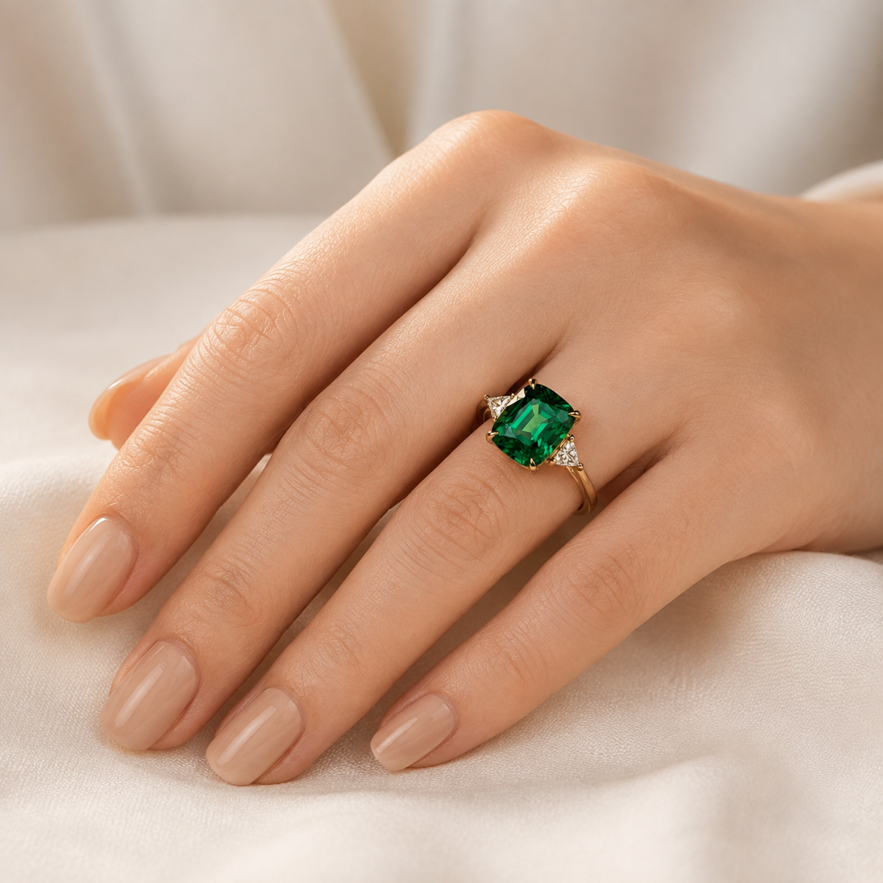 Gold Cushion Solitaire Ring
