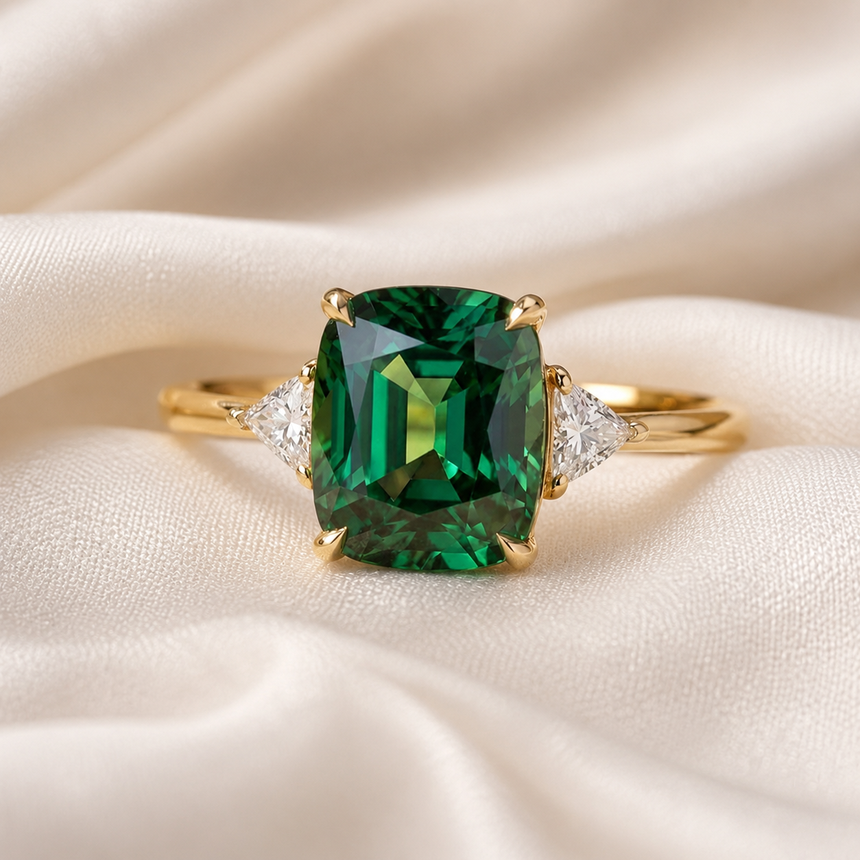 Gold Cushion Solitaire Ring