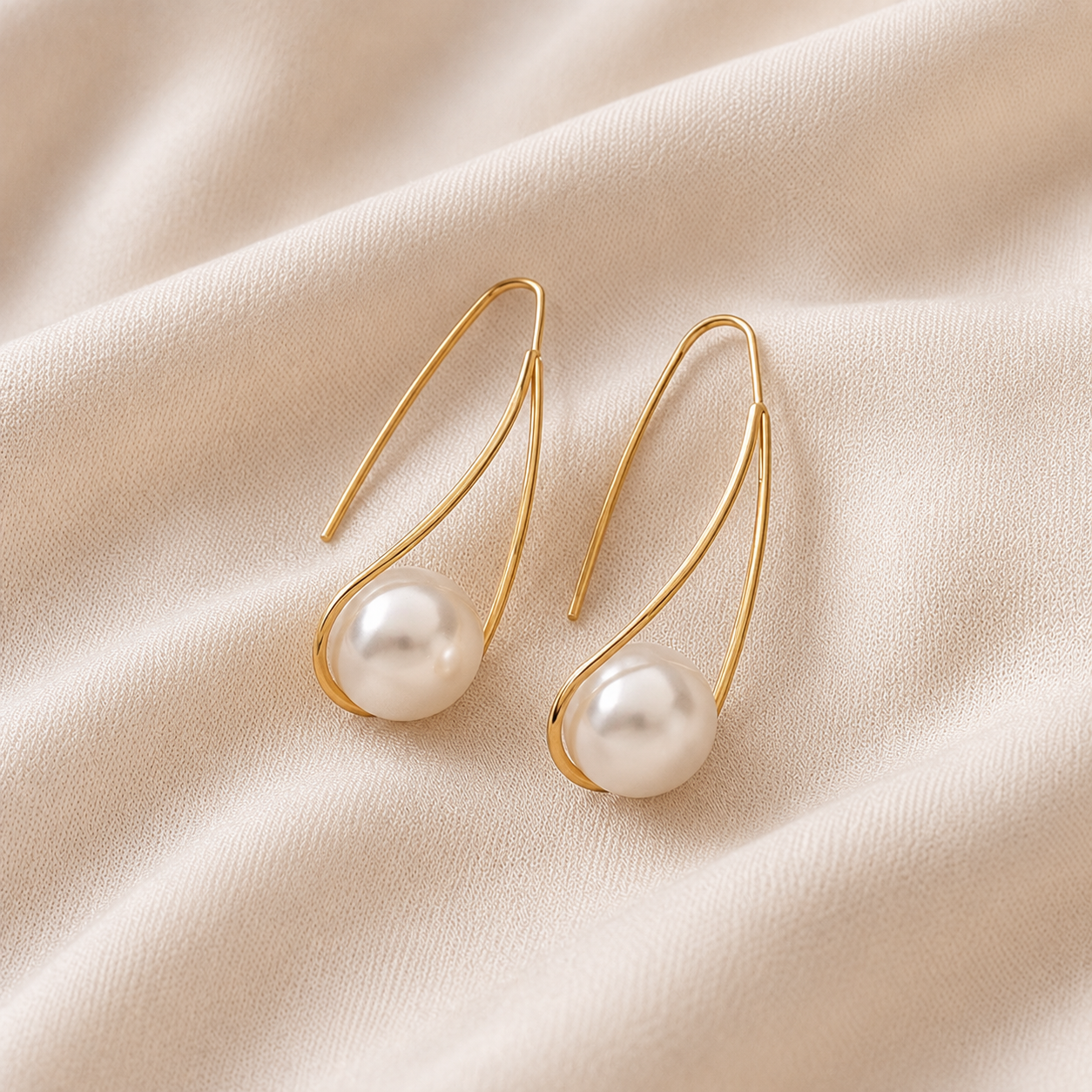 Elegant Pearl Dangling Earrings | Gold