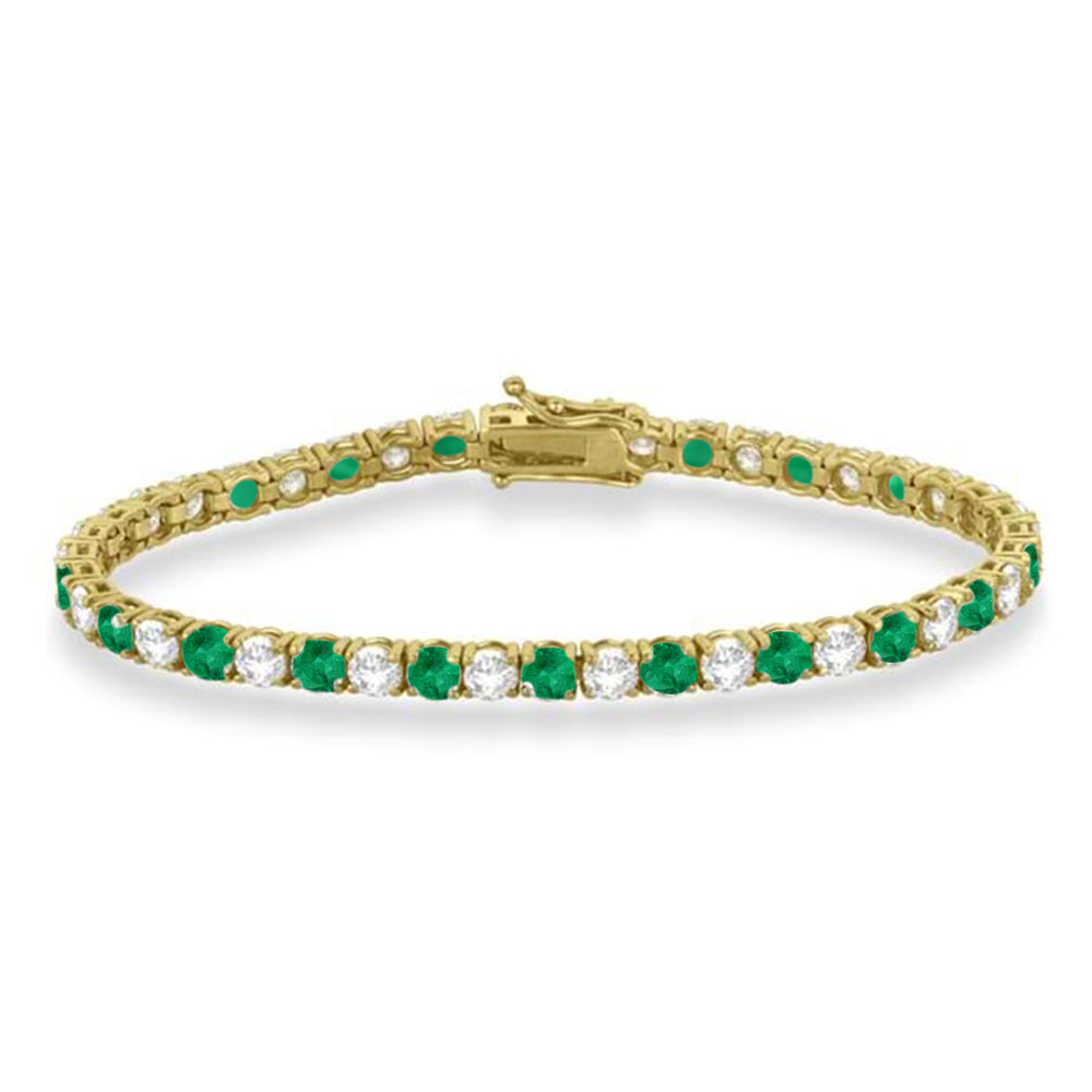 Gold Emerald Alternating Tennis Bracelet