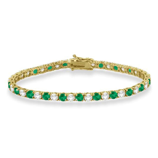 Gold Emerald Alternating Tennis Bracelet