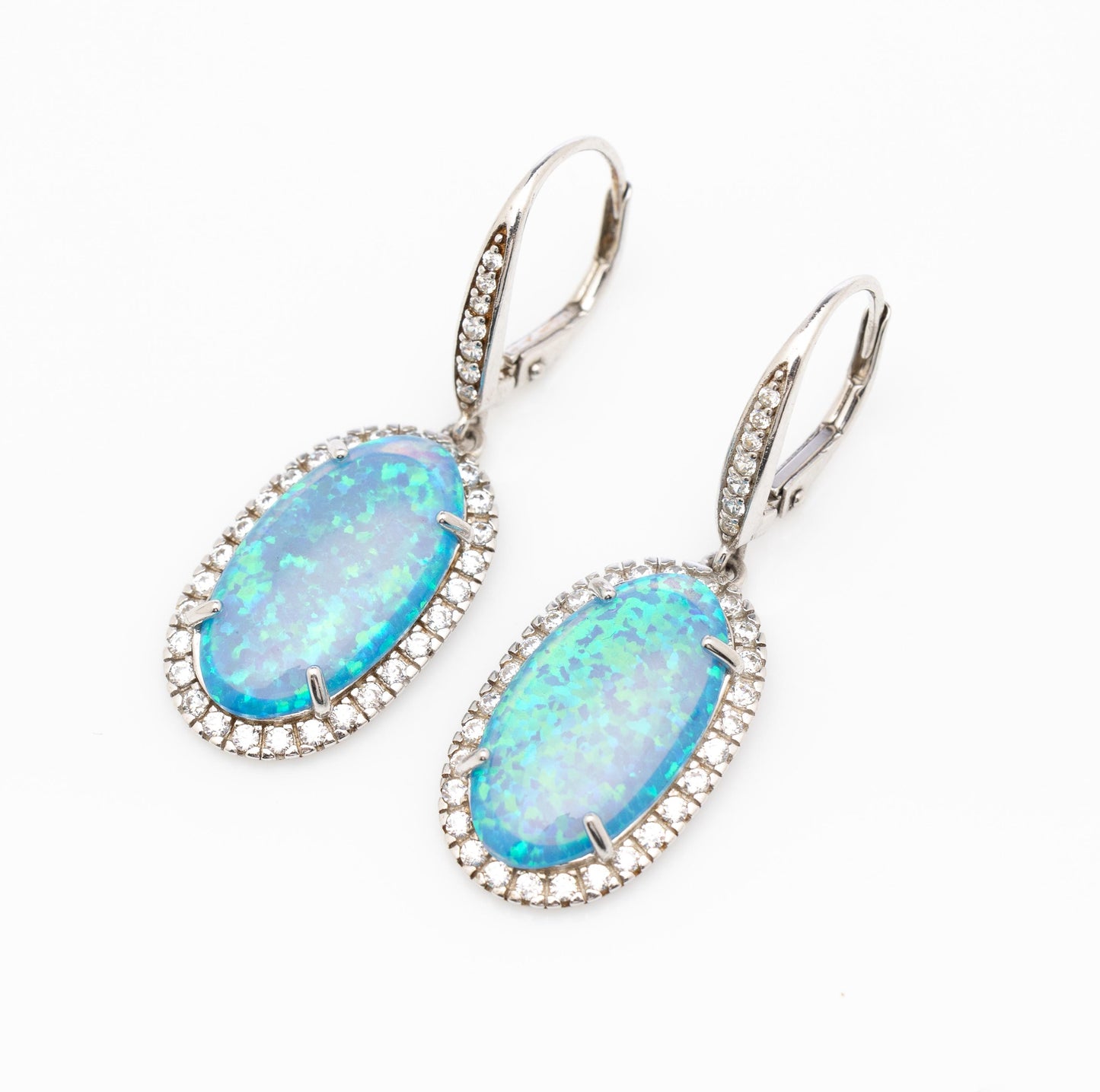 Antique Moonstone Drop Earrings | White Gold