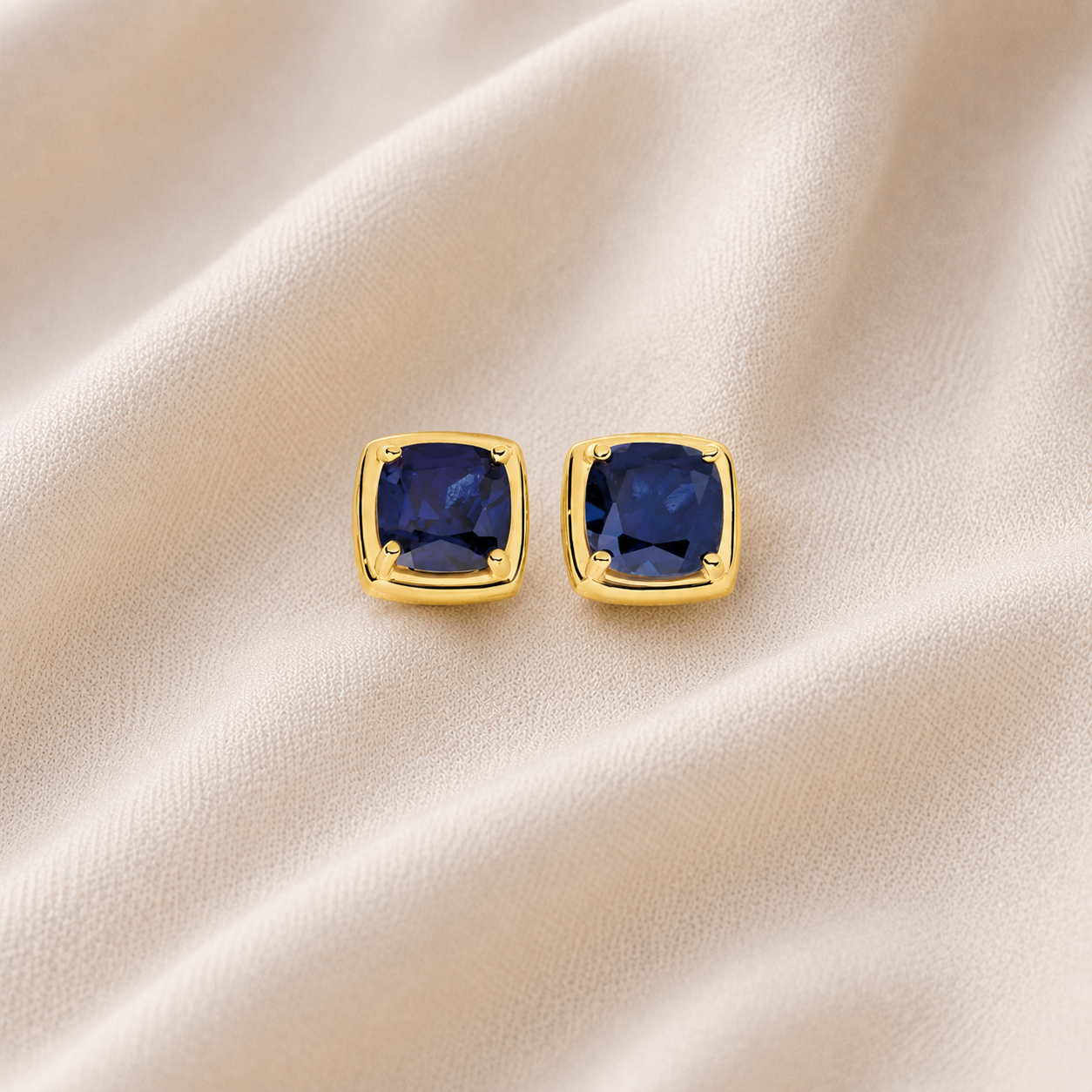 Sapphire Square Stud Earrings