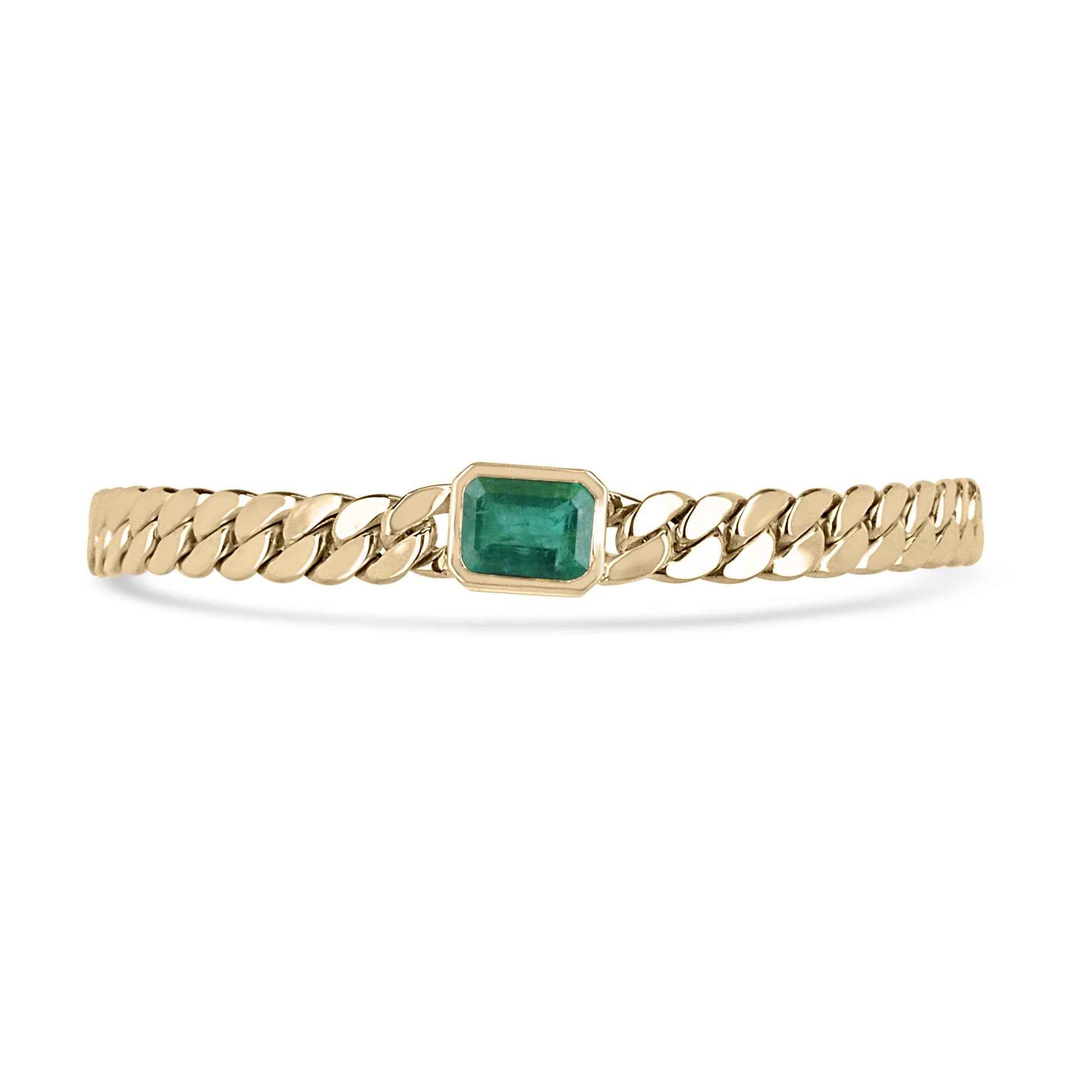 Gold Emerald Bar Chain Bracelet